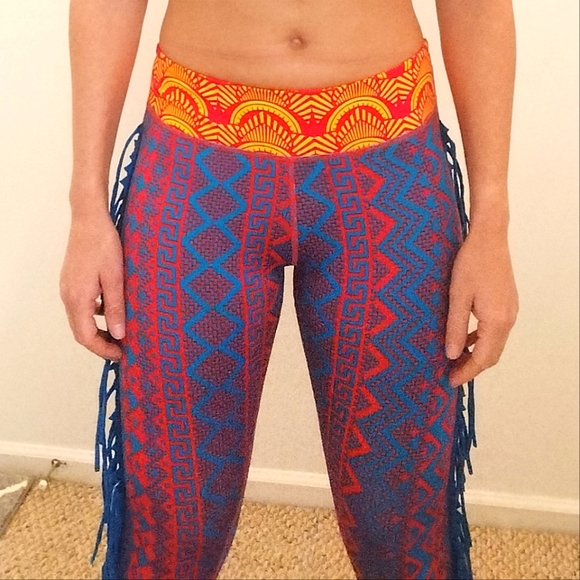Zumba Tribal Print Fringe Tights - Picture 3 of 10